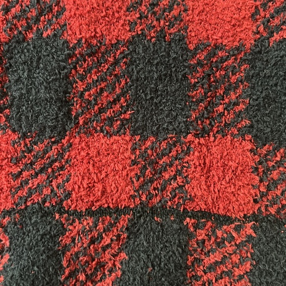 SKIMS Red and Black Buffalo Plaid Sweater Hoodie - Picture 4 of 8